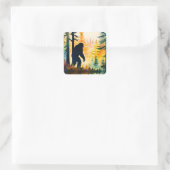 Sasquatch Autumn Landscape Sunset Quadratischer Aufkleber (Tasche)
