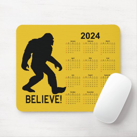 Sasquatch (Bigfoot) 2024 Kalender Mousepad (Mit Mouse)