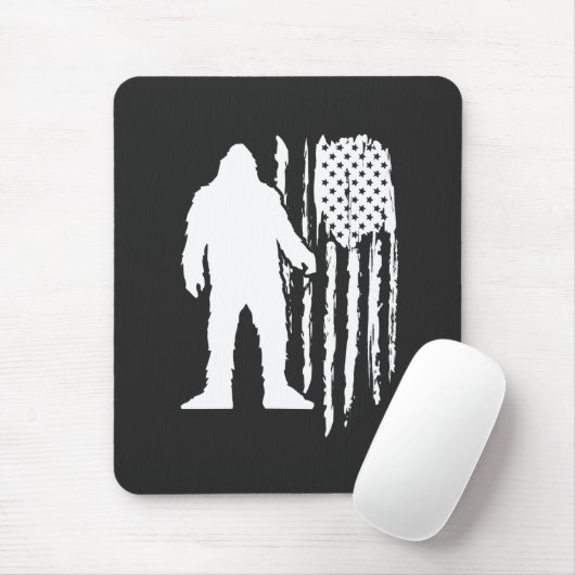 Sasquatch Bigfoot American Flag Mousepad (Mit Mouse)