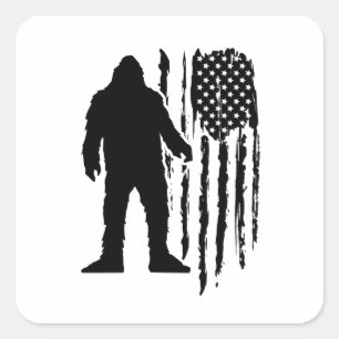 Sasquatch Bigfoot American Flag Quadratischer Aufkleber