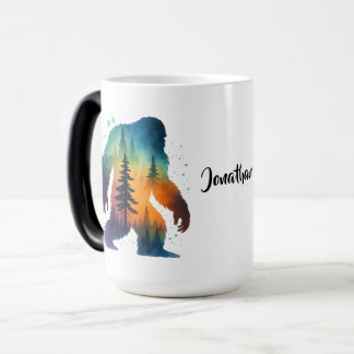 Sasquatch Bigfoot Aquarell personalisierte Namens- Verwandlungstasse