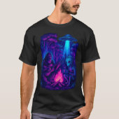 Sasquatch Bigfoot Guitar And Alien Campfire UFO T-Shirt (Vorderseite)
