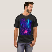 Sasquatch Bigfoot Guitar And Alien Campfire UFO T-Shirt (Vorne ganz)