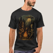 Sasquatch Bigfoot Guitar And Alien Campfire UFO T-Shirt (Vorderseite)