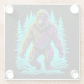 Sasquatch Bigfoot in Aquamarin und schwarz Glasuntersetzer (Rückseite)
