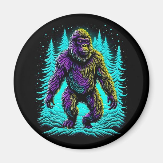 Sasquatch Bigfoot in Aquamarin und schwarz Magnet (Vorne)