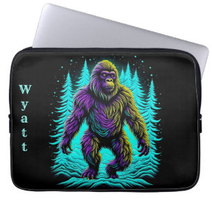 Sasquatch Bigfoot in Aquamarin und schwarz Persona Laptopschutzhülle