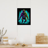 Sasquatch Bigfoot in Aquamarin und schwarz Poster (Küche)