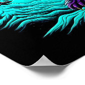 Sasquatch Bigfoot in Aquamarin und schwarz Poster (Ecke)