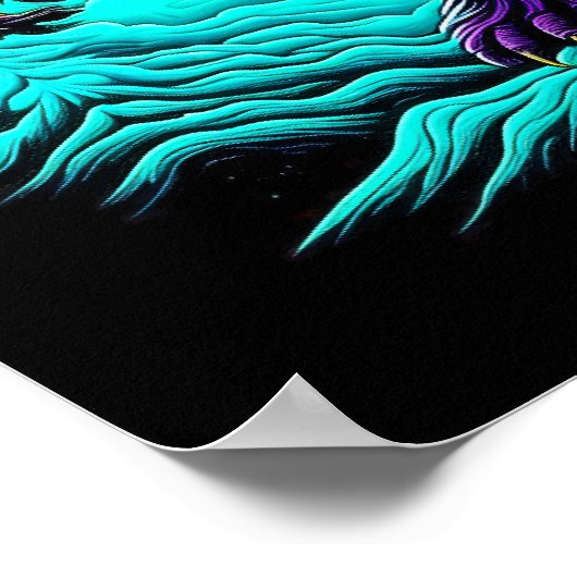 Sasquatch Bigfoot in Aquamarin und schwarz Poster (Ecke)