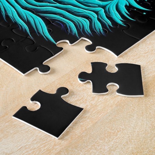 Sasquatch Bigfoot in Aquamarin und schwarz Puzzle (Seite)