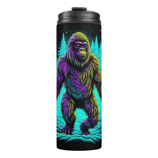 Sasquatch Bigfoot in Aquamarin und schwarz Thermosbecher (Vorderseite)