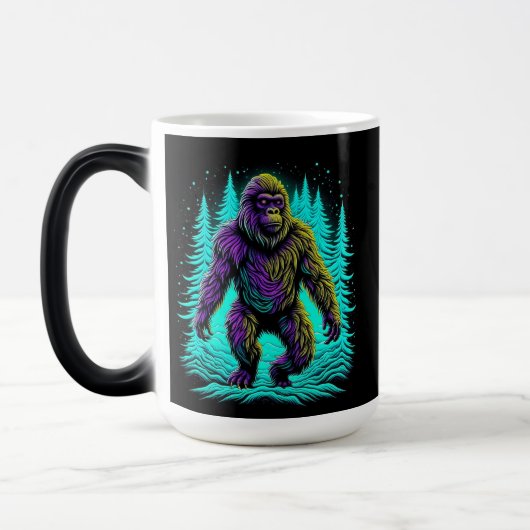 Sasquatch Bigfoot in Aquamarin und schwarz Verwandlungstasse (Links)
