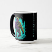 Sasquatch Bigfoot in Aquamarin und schwarz Verwandlungstasse (Vorderseite Links)