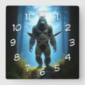 Sasquatch Bigfoot Quadratische Wanduhr (Vorderseite)