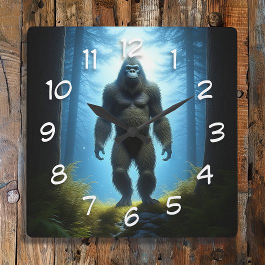 Sasquatch Bigfoot Quadratische Wanduhr