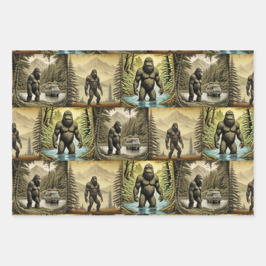 Sasquatch Bigfoot Reflektion am See Geschenkpapier Set (Vorderseite 3)