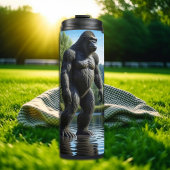 Sasquatch Bigfoot Reflektion am See Thermosbecher