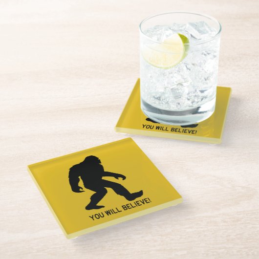 Sasquatch (Bigfoot) Sie werden glauben! Glasuntersetzer (Schrägansicht)