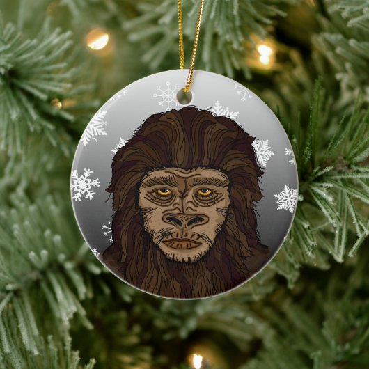 Sasquatch Bigfoot und Snowflakes Weihnachten Keramik Ornament (Baum)