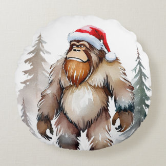 Sasquatch Bigfoot Yeti Christmas Rundes Kissen