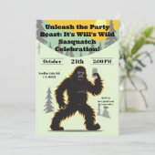 Sasquatch Birthday Einladung (Stehend Vorderseite)