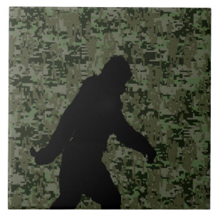 Sasquatch Black Silhouette Digital Camouflage Fliese