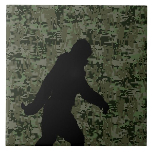 Sasquatch Black Silhouette Digital Camouflage Fliese (Vorderseite)