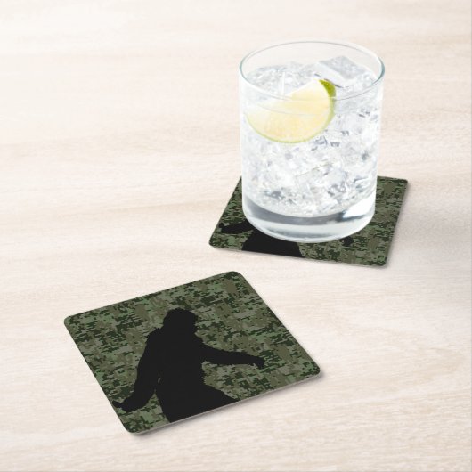 Sasquatch Black Silhouette Digital Camouflage Rechteckiger Pappuntersetzer (Vor Ort)