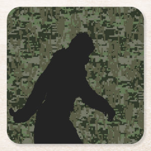 Sasquatch Black Silhouette Digital Camouflage Rechteckiger Pappuntersetzer