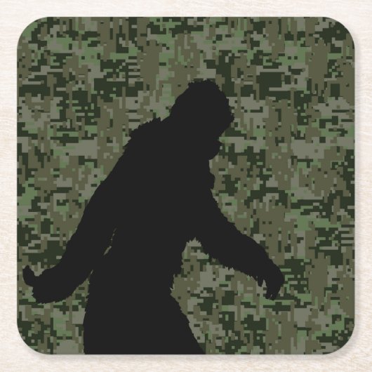 Sasquatch Black Silhouette Digital Camouflage Rechteckiger Pappuntersetzer (Vorderseite)