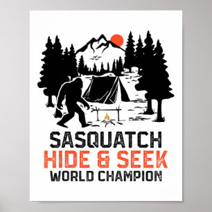 Sasquatch Camping Outdoor Wald Lustiger Sasquatch Poster
