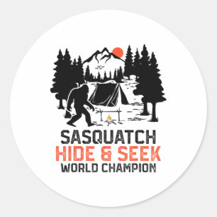 Sasquatch Camping Outdoor Wald Lustiger Sasquatch Runder Aufkleber