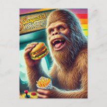 Sasquatch Cheeseburger und Fries Retro Arcade