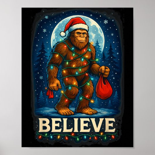 Sasquatch Christmas Lights Holiday Believe  Poster (Vorne)