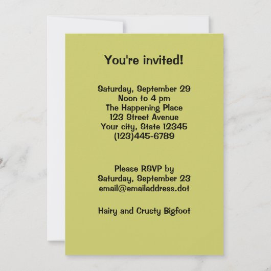 Sasquatch das Büro des Shrinks lustige Einladung (Rückseite)
