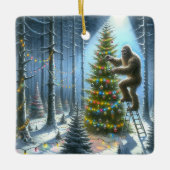 Sasquatch Dekorieren Weihnachtsbaumen Funny Keramikornament (Vorderseite)