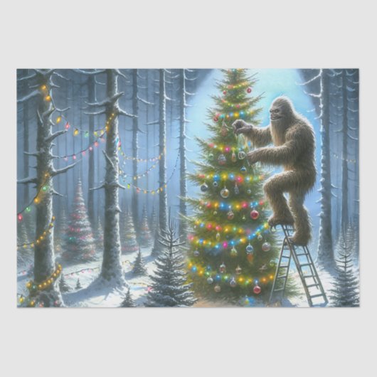 Sasquatch Dekorieren Weihnachtsbaumen Funny Seidenpapier (Vorderseite)