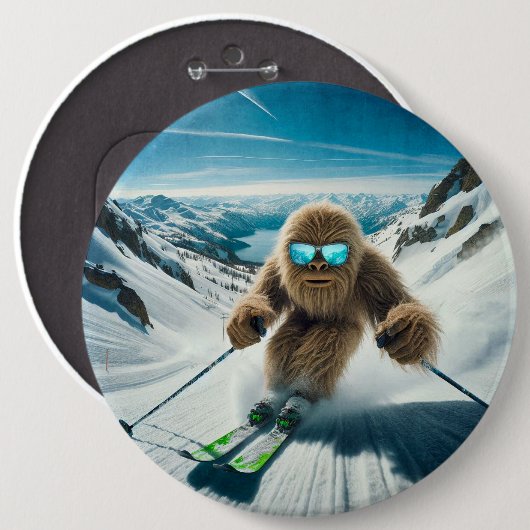 Sasquatch der Skifahrer Button (Vorne & Hinten)