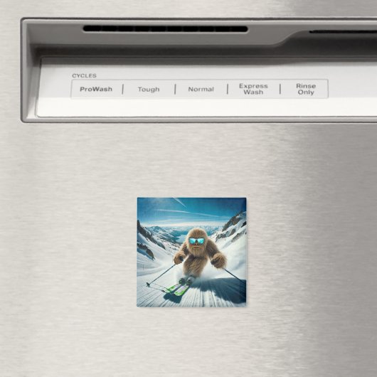 Sasquatch der Skifahrer Magnet (In Situ (Geschirrspüler))