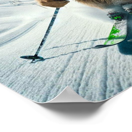 Sasquatch der Skifahrer Poster (Ecke)