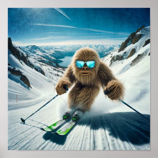 Sasquatch der Skifahrer Poster (Vorne)