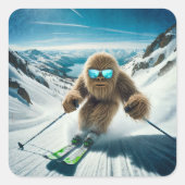 Sasquatch der Skifahrer Quadratischer Aufkleber (Vorderseite)