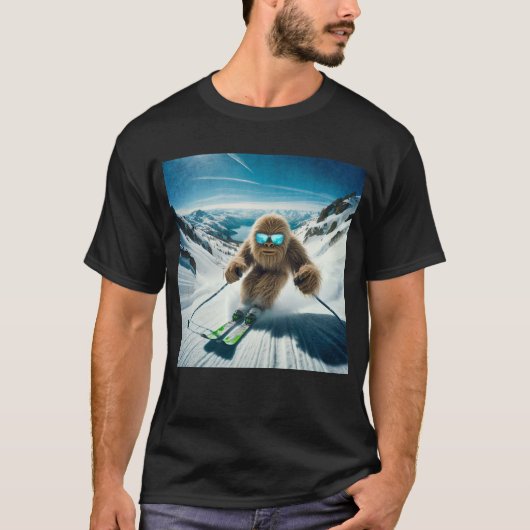 Sasquatch der Skifahrer T-Shirt (Vorderseite)