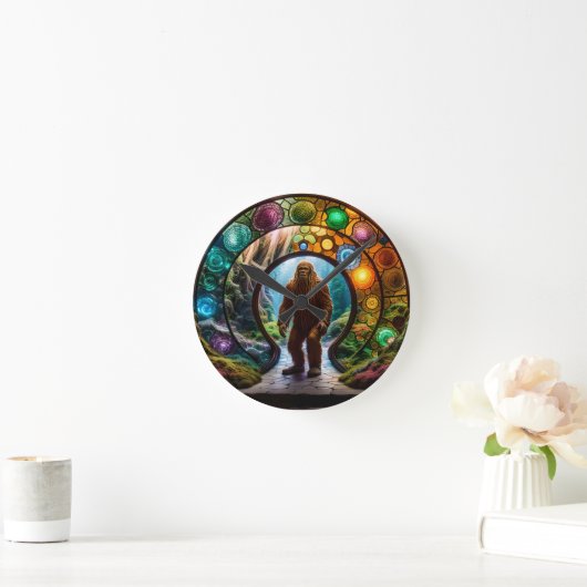 Sasquatch Dimensions Portal Runde Wanduhr (Zuhause)