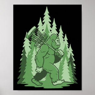 Sasquatch Disc Golf Sket Wald Lustiger Frisbee  Poster