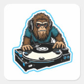Sasquatch DJ Quadratischer Aufkleber (Vorderseite)