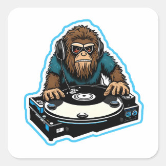 Sasquatch DJ Quadratischer Aufkleber