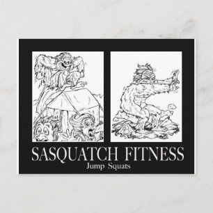 Sasquatch Fitness Serie Bild #1 JUMP SQUATS Postkarte