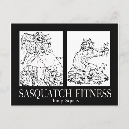 Sasquatch Fitness Serie Bild #1 JUMP SQUATS Postkarte (Vorderseite)